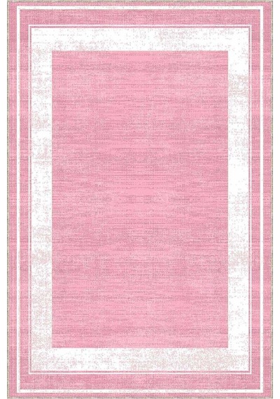 Pembe Çerçeveli Kaymaz Taban Makinede Yıkanabilir Halı Ar532n11