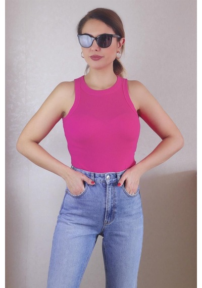 Ritnice Kadın Premium Doku Fuşya Fitilli Pamuklu Atlet