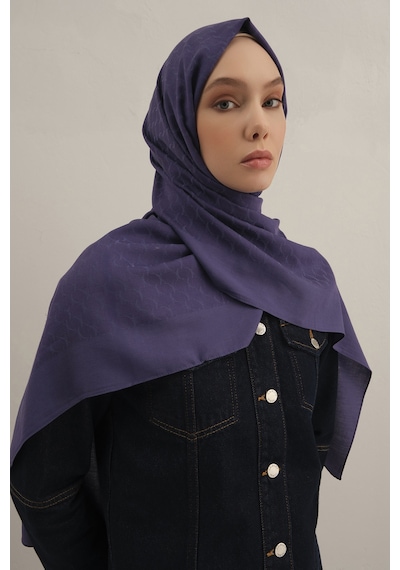 Armine Mor Link Desen Bambu Cotton Şal 68 Mor