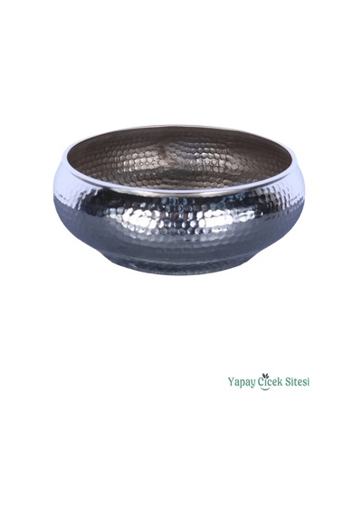 Yapay Çiçek Sitesi Metal Dekoratif Darbeli Ufo Model Saksı 11 Cm Gümüş Gümüş