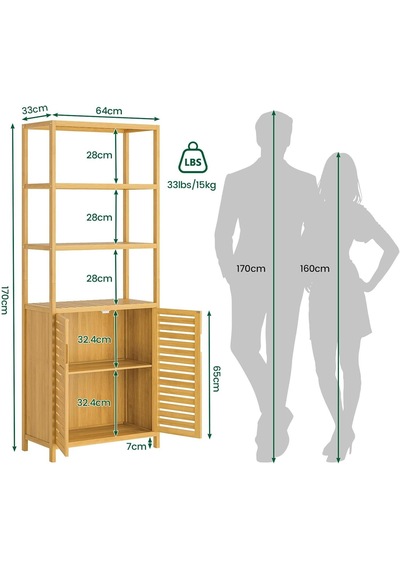 Bambu 6 Raflı Kapaklı Kitaplık Dolap Salon Mutfak Çalışma Odası Dolabı Banyo Dolabı Kitaplık Bej Bambu 6 Raflı Kapaklı Kitaplık Dolap Salon Mutfak Çalışma Odası Dolabı Banyo Dolabı Kitaplık Bej