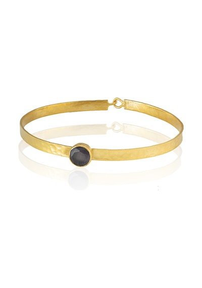 Kadir Jewellery 22 Ayar Altın Kaplama El İşçiliği Zirkon Taşlı Kadın Kelepçe Bilezik Mor