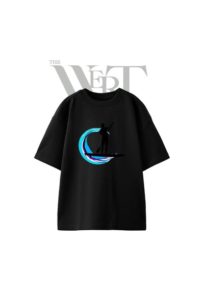 Standup Paddle Tasarım Baskılı Ünisex Siyah Oversize T-shirt
