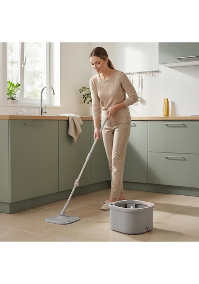 Cool Mop Temiz Ve Kirli Su Ayıran Otomatik Temizlik Seti - Su Tahliyeli, Paslanmaz Çelik Saplı Mikrofiber Kare Paspas Çok Renkli