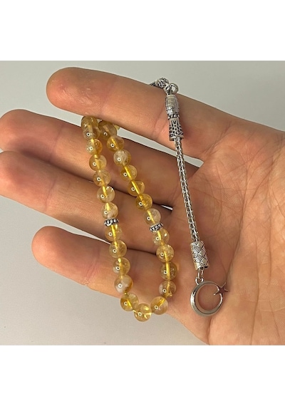 Sertifikalı Sitrin 6mm 33lük Doğal Taş Tesbih
