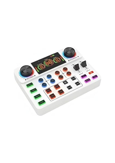 Canlı Yayın Ses Kartı Bluetooth Podcast Ses Mikseri, 12 Ses Efekti Ve Voice Changer Özellikli, 3.5mm Stereo Çıkışlı, 800mah Bataryalı Ses Kartı Tiktok Youtube Yayın Ve Podcast İçin