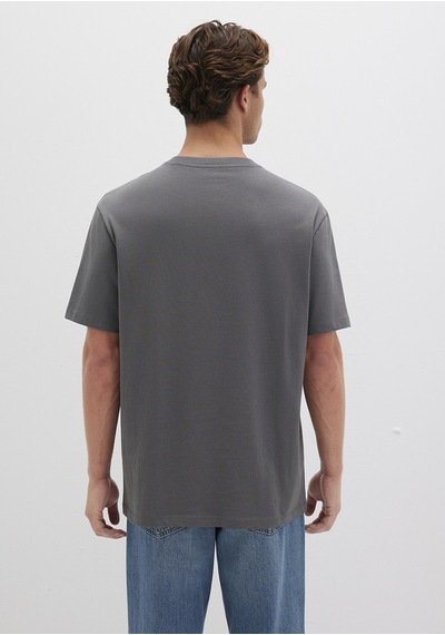 Mavi - Bisiklet Yaka Gri Basic Tişört 066249-86569 Gri