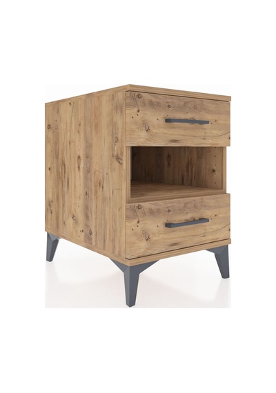 Kronos Komodin Tek Raflı 2 Çekmeceli 44x59x64 Çam-çam Atlas Çam