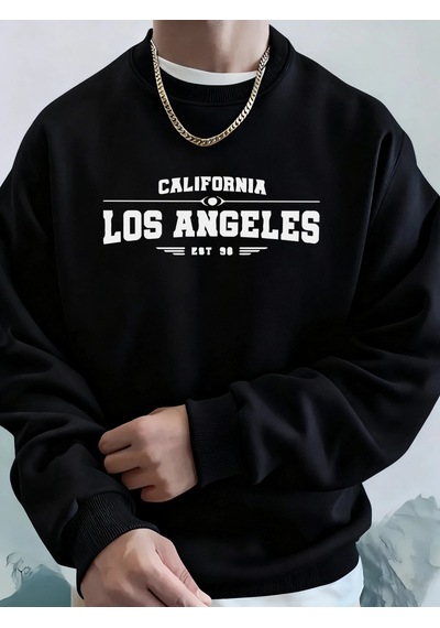 Startmore Tarzsokak Kaliforniya Los Angeles Sanatsal Harf Desenli Erkek Sonbahar Günlük Kapüşonlu Üst Moda Sıcak Siyah