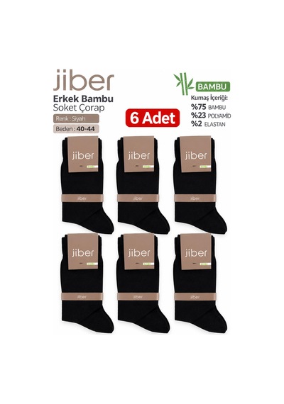 Jiber Erkek Likralı Bambu Uzun Soket Çorap Ç5500 - 6 Adet Siyah