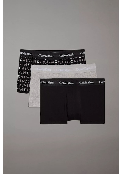 Calvin Klein Erkek Ck Low Rise Trunk 3'lü Boxer - Mix Black/subdued Logo Print/grey Heath