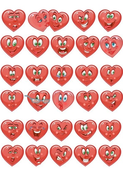 Kalp Emoji Sticker Set 30 Parça Telefon, Tablet, Defter, Laptop Sticker