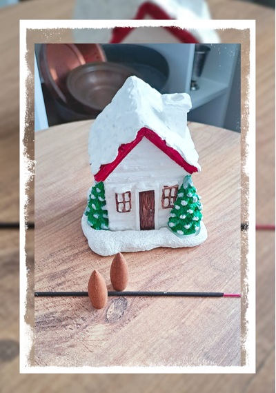 Karlı Dağ Evi Tasarım El Yapımı Dekoratif Mumluk Ve Tütsülük Yılbaşı Konsept Obje