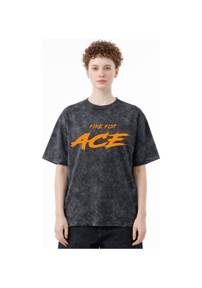 One Piece Fire Fist Ace Portgas D. Ace Anime Baskılı Unisex Overs Siyah