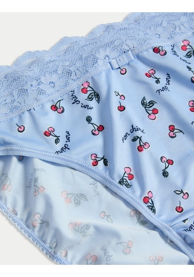 Marks & Spencer Yüksek Bel Dantel Detaylı Külot T61006905H Mavi