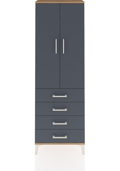 Arges Dolap 3 Raflı 4 Çekmeceli 2 Kapaklı 60x30x182 Çam-antrasit Çam