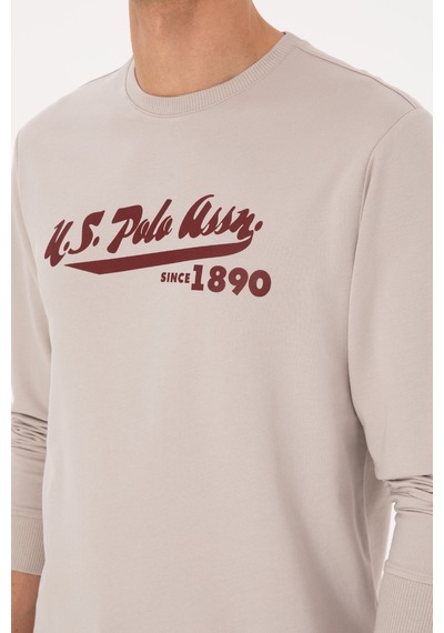 U.S. Polo Assn. Erkek Bisiklet Yaka Regular Fit Taş İnce Sweatshirt 50316315-VR049