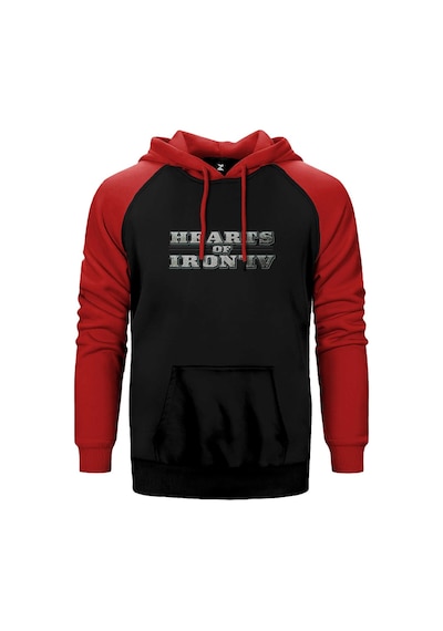 Hearts Of Iron Iv Silver Logo Kırmızı Renk Reglan Kol Kapşonlu Sweatshirt Kırmızı