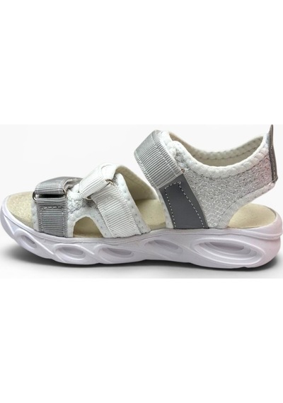Arzen Bebe 231-26 3 Cırtlı Anatomik Çocuk Sandalet Beyaz Gri 31-35