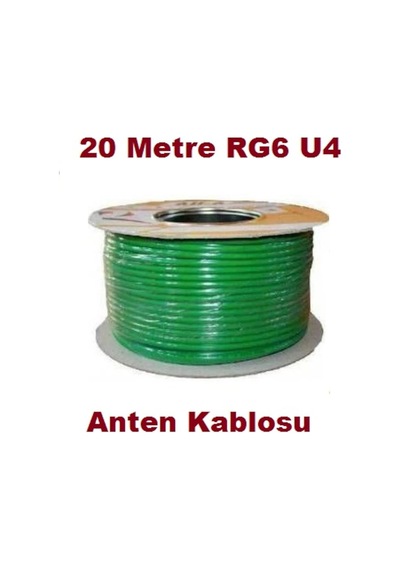 Yeşil Anten Kablosu 20 Metre , Uydu Kablosu Yeşil Rg6 U4 Tv Anten