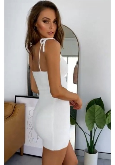 Omuzdan Bağlı Mini Elbise - Qhdh-865848 Çok Renkli