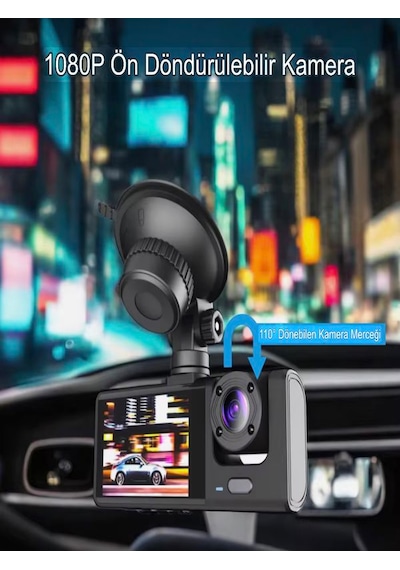 Wi-fi 1080p Hd 2 İnch Süper Ekranlı Araç Kamerası 150mah Araba Güvenlik Kamerası 12-24v