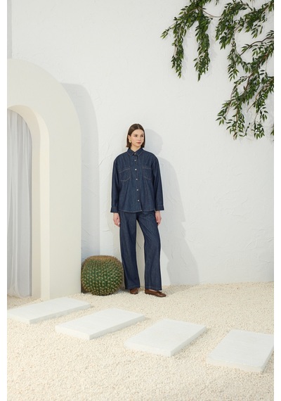 Aker Lacivert Denim Gömlek Lacivert Lacivert