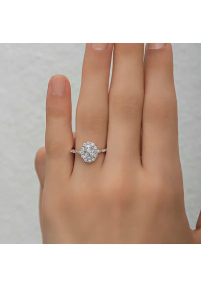 Gümüş Beyaz Oval Taşlı Kadın Yüzük (551188107)