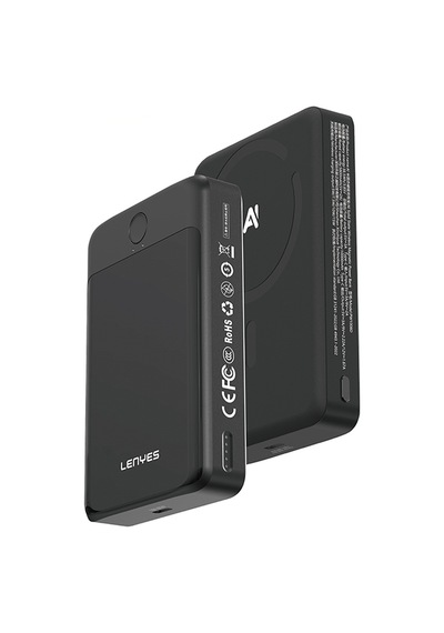 Lenyes Pw1008d Pd 20w Led Ekranlı Yapay Zeka Destekli İnce Wireless Powerbank 15w 10.000mah Siyah Siyah