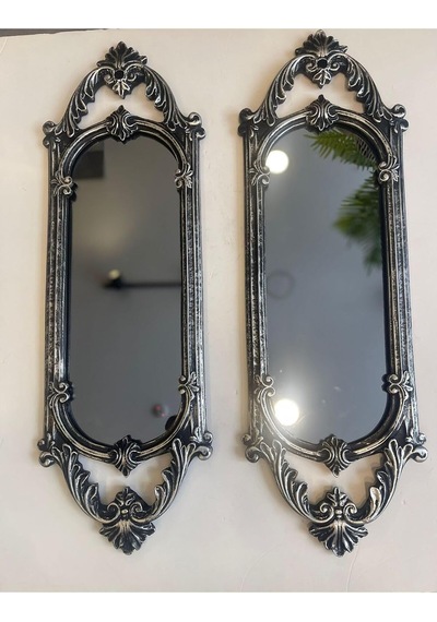 Peramari Dekoratif Polyester Ikili Niş Dikdörtgen Ayna Takımı Gümüş Eskitme Gümüş-eskitme Genel