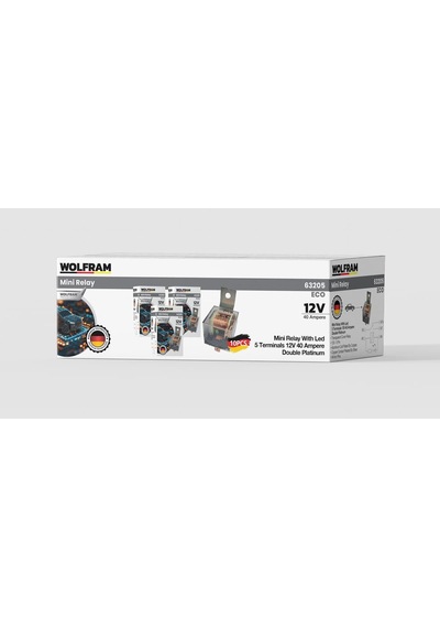 Wolfram Germany 12 Volt 40 Amper Çift Platinli Şeffaf 5 Uçlu Unıversal Röle - 10 Adet