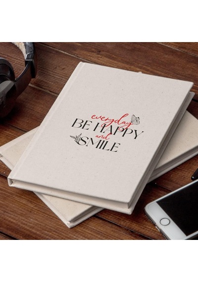 Happy And Smile Tasarımlı Kanvas Defter Genel
