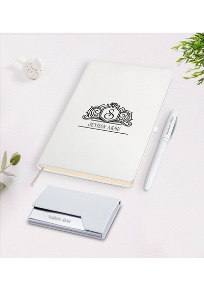 Kişiye Özel Isimli Beyaz Defter Kalem Kartvizitlik Hediye Seti-13 (505048494)