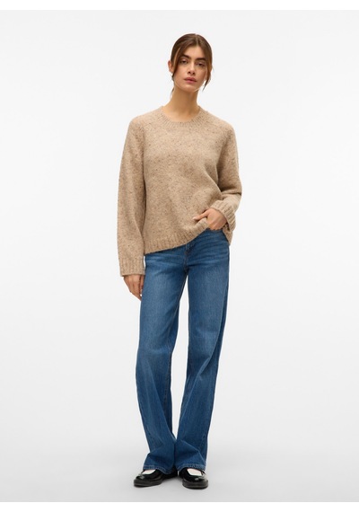 Vero Moda Bej Kadın Bisiklet Yaka Kazak Vmıngrıd Ls O-neck Pullover Boo Krem