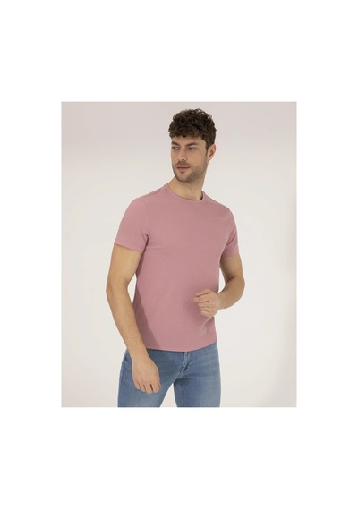 Pierre Cardin Bej Slim Fit Bisiklet Yaka Tişört Gülkurusu