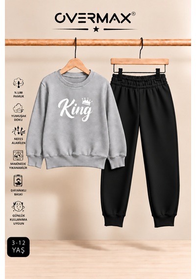 Overmax King Baskılı Çocuk Eşofman Takımı Kapüşonsuz Sweatshirt & Eşofman Altı Gri Üst-siyah Alt - 921711866 Gri Üst-siyah Alt Overmax King Baskılı Çocuk Eşofman Takımı Kapüşonsuz Sweatshirt & Eşofman Altı Gri Üst-siyah Alt - 921711866 Gri Üst-siyah Alt