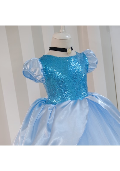Moda Sitesi Prenses Sindirella Elbisesi ,kız Çocuk Sindirella Kostüm Mavi