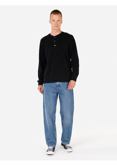 Colin's Colins Regular Fit Düğmeli Yaka Basic Siyah Erkek Uzun Kol Tişört Cl1065875 Siyah