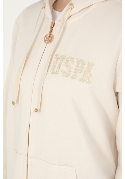 U.S. Polo Assn. Kadın Krem Kapüşonlu Sweatshirt 50289545-VR071