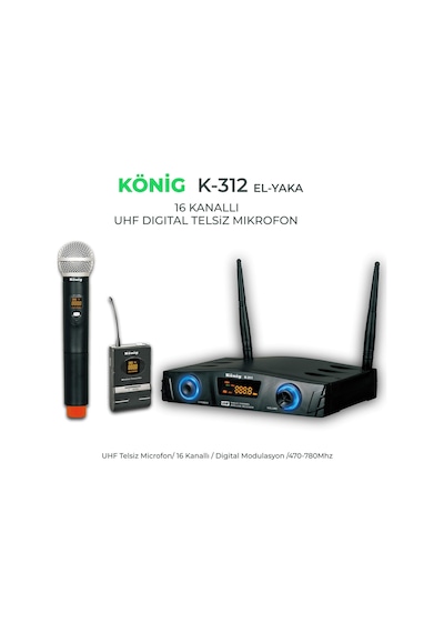 König K-312 El + Yaka 16 Kanal Uhf Telsiz Mikrofon