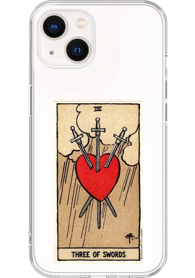 Apple Uyumlu iPhone 13 Mini Şeffaf Kılıf Three Of Swords Tasarımlı