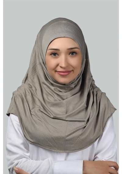 Altobeh Hazır Türban Büzgülü Pileli Pratik Eşarp Tesettür Hijab - Namaz Örtüsü - Açık Vizon