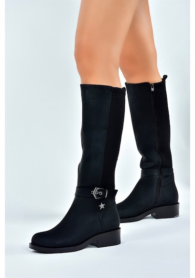 Fox Shoes Siyah Arkası Dalgıç Streç Kumaş Kısa Topuklu Günlük Kadın Çizme G674240109 Siyah Streç Fox Shoes Siyah Arkası Dalgıç Streç Kumaş Kısa Topuklu Günlük Kadın Çizme G674240109 Siyah Streç