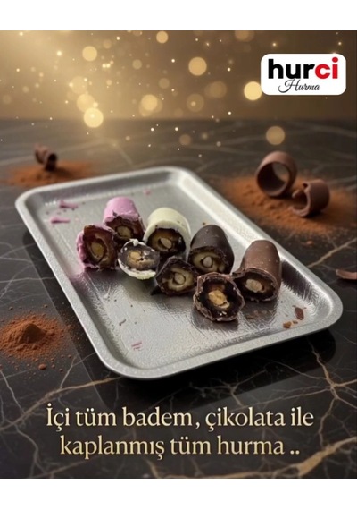 Hurci Frambuazlı, Çikolata Kaplı Bademli Hurma 250 Gr