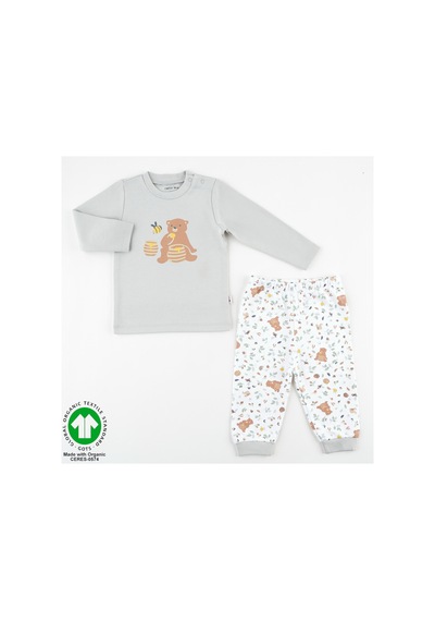 Mother Love %100 Organik Bebek Pijama Takımı 3 - 36 Ay Gri Mother Love %100 Organik Bebek Pijama Takımı 3 - 36 Ay Gri