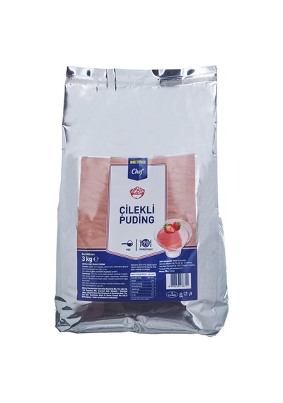 Metro Chef Puding 3 Kg Çilekli - Profesyonel Toz Puding Karışımı 2'li Ekonomik Paket - 2 Adet Tarı