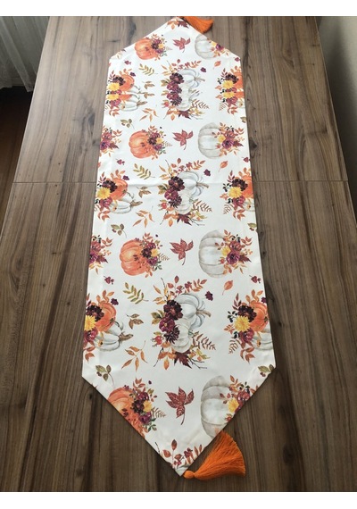 Çiçekli Balkabağı Desenli Runner Çok Renkli