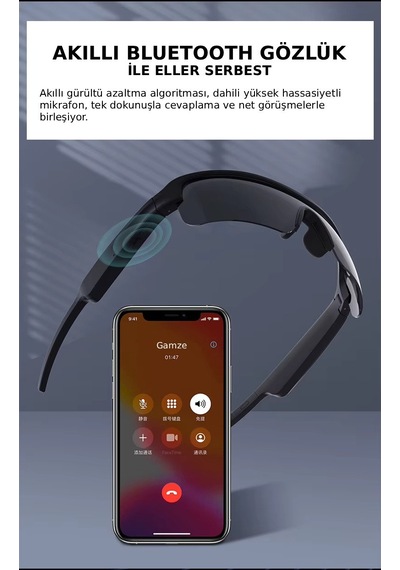 Z06 Pro Akıllı Bluetooth Bisikletçi Güneş Gözlüğü Siyah Polarize Spor Gözlük