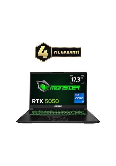 Monster Abra A7 V16.2.2 Intel Core i7 13700HX 32 GB 1 TB SSD 8 GB RTX 5050 17.3" FHD Dos Dizüstü Oyuncu Bilgisayarı