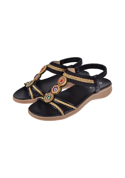 Guja Taş Detaylı Comfort Kadın Sandalet Gj-26y24015 Siyah